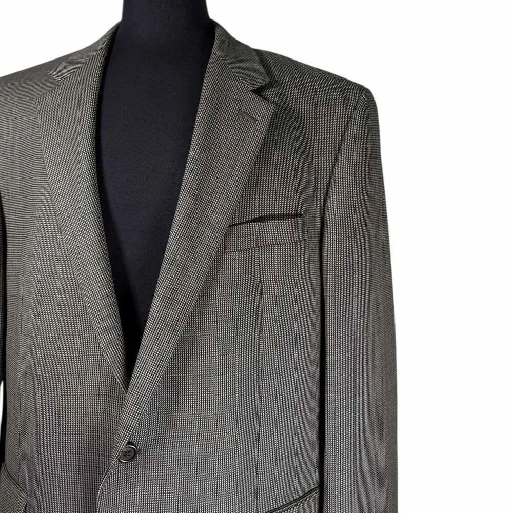 Ralph Lauren Mens 46R Gray Check 100% Wool Blazer Sport Coat Jacket 2 Button
